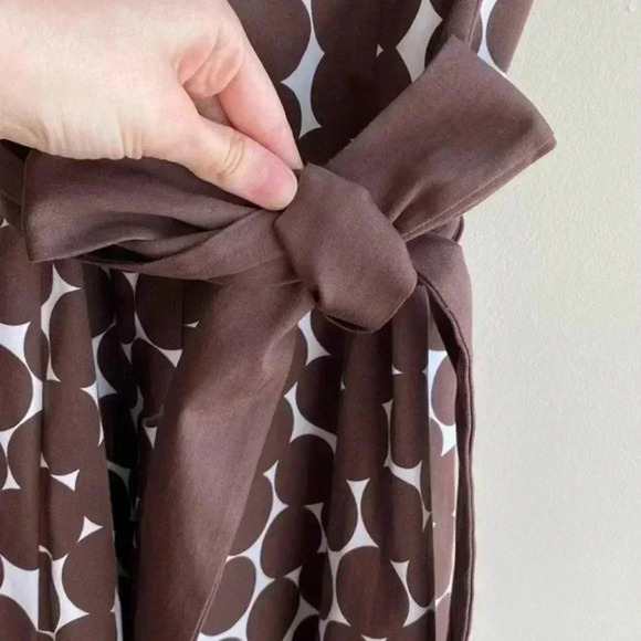 Nine West Brown and White Polka Dot Fit & Flare Dress, Belted Dress, Size 12 - Picture 6 of 16